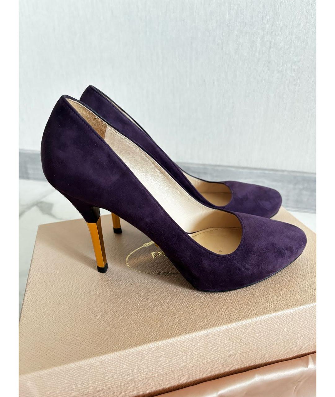PRADA Фиолетовые замшевые туфли, фото 6