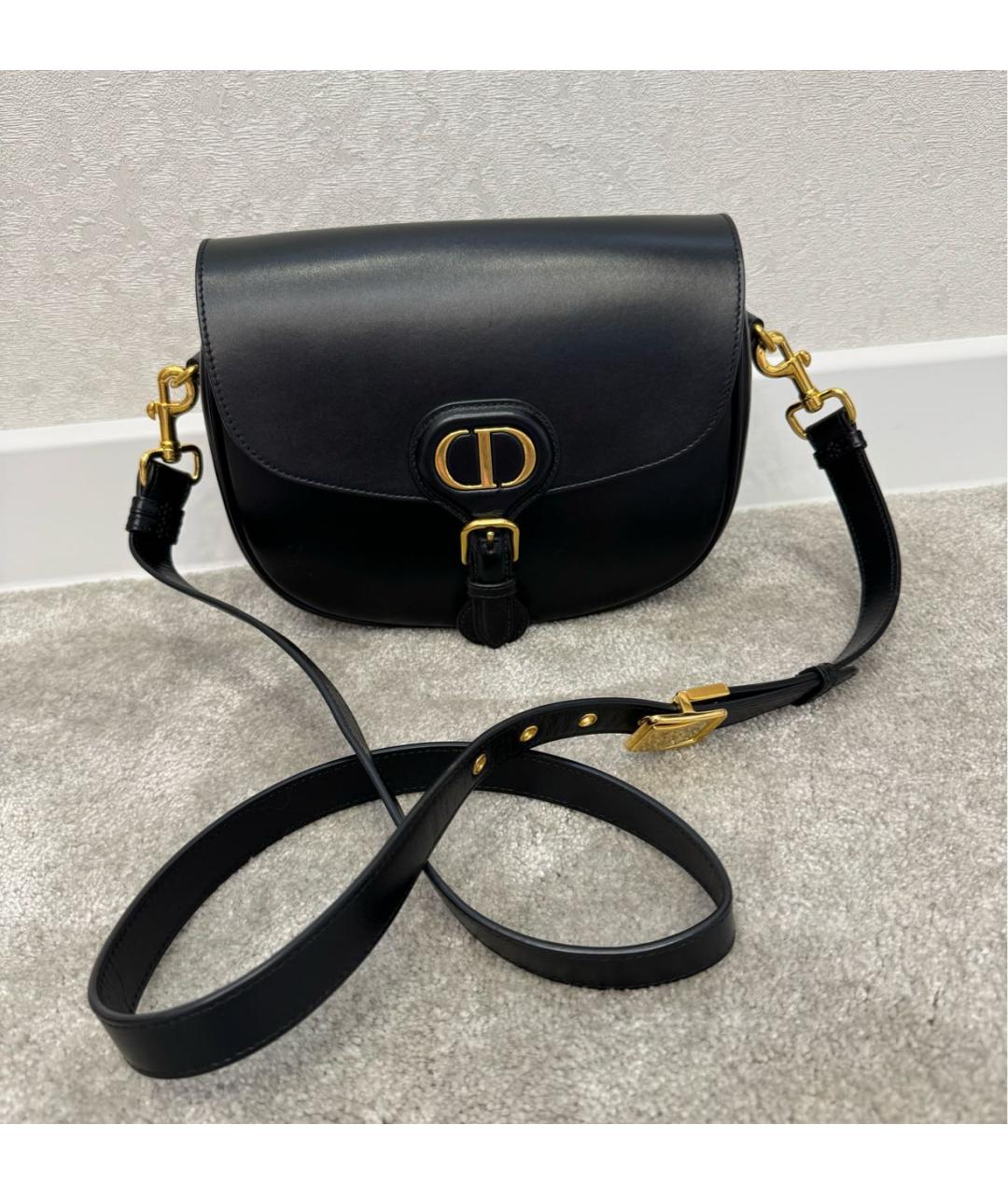CHRISTIAN DIOR Черная кожаная сумка через плечо, фото 3