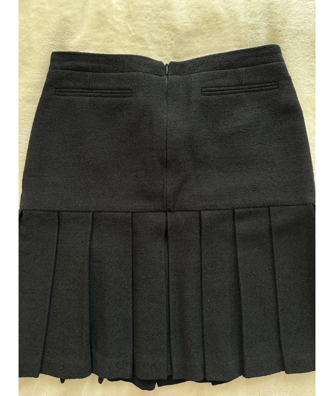 CHANEL PRE-OWNED Черная шерстяная юбка миди, фото 4