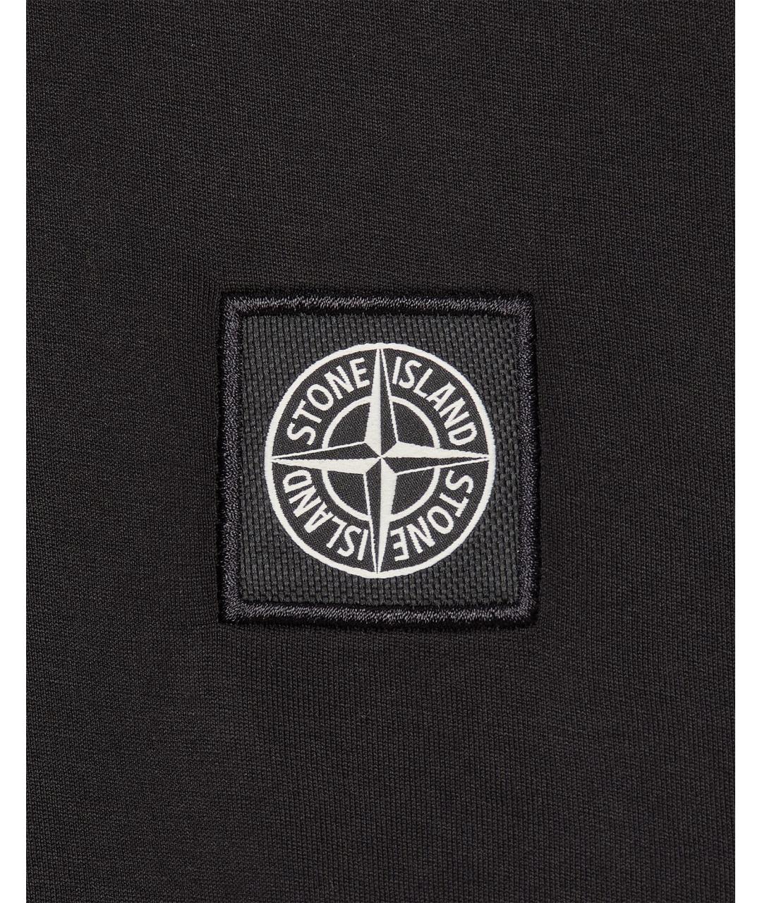 STONE ISLAND Черная хлопковая футболка, фото 3