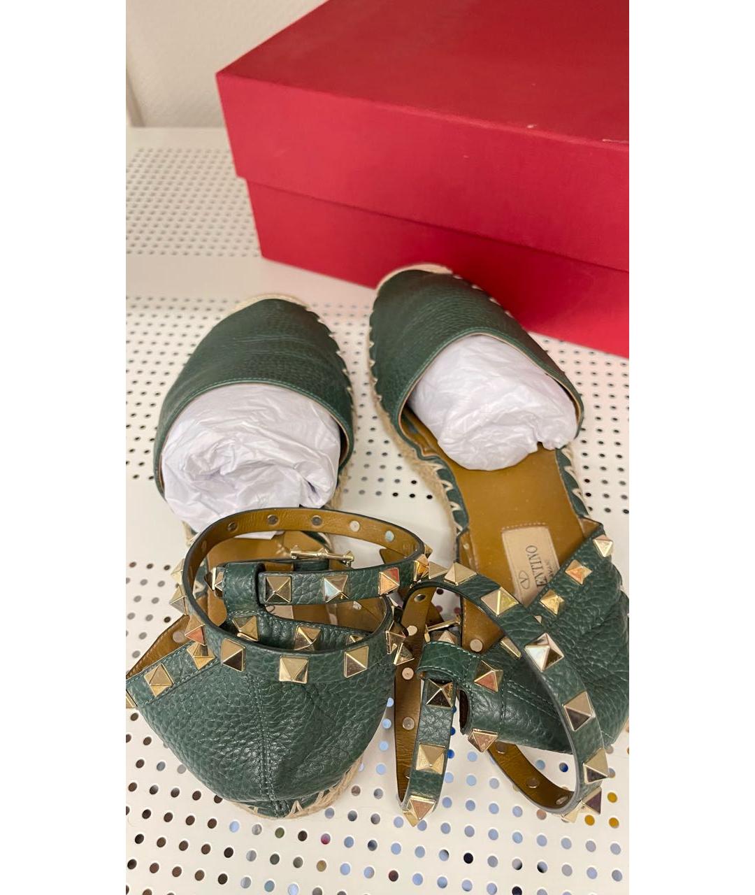 VALENTINO Зеленые кожаные сандалии, фото 2