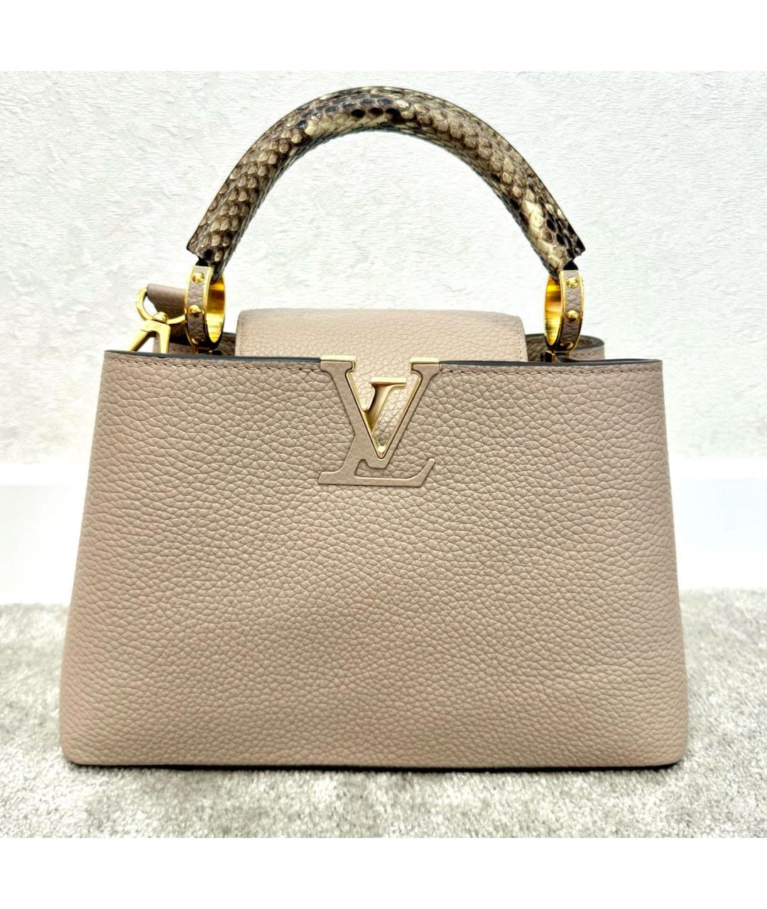 LOUIS VUITTON Бежевая кожаная сумка с короткими ручками, фото 2