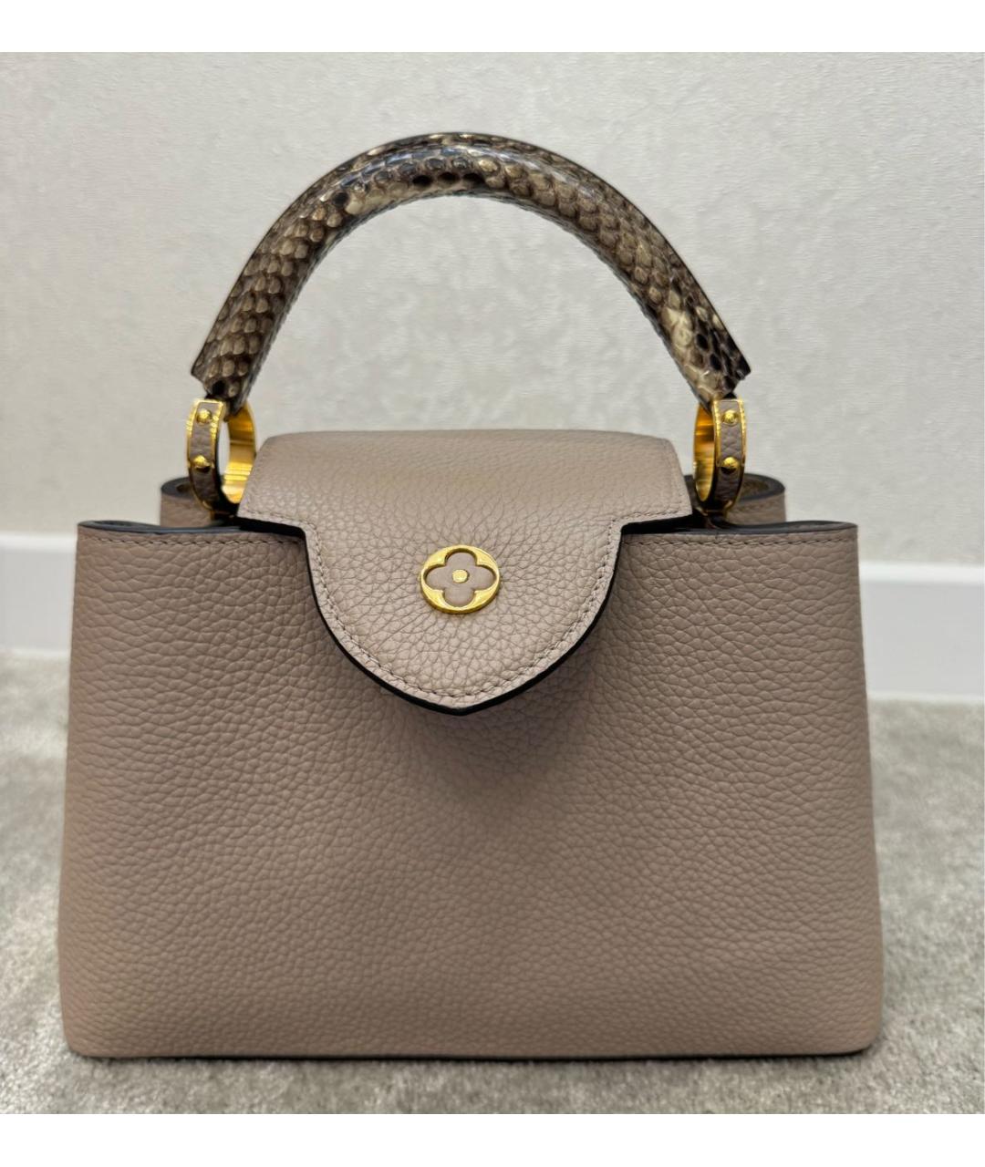 LOUIS VUITTON Бежевая кожаная сумка с короткими ручками, фото 4