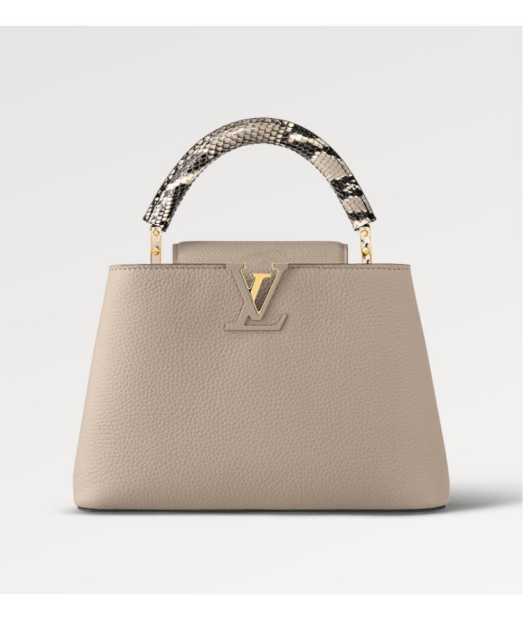 LOUIS VUITTON Бежевая кожаная сумка с короткими ручками, фото 9
