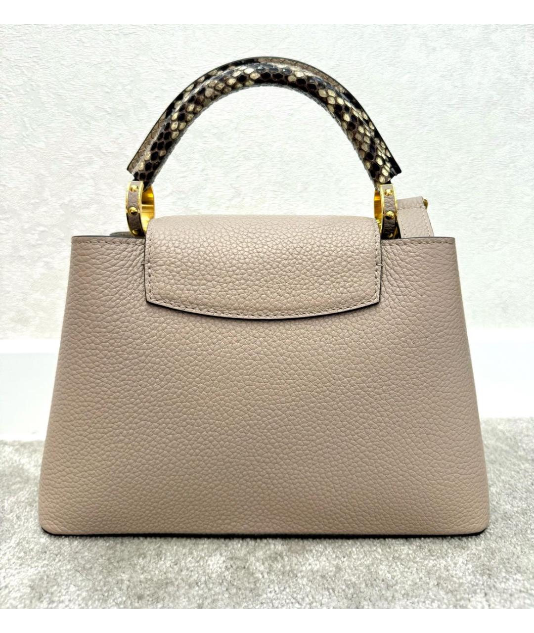 LOUIS VUITTON Бежевая кожаная сумка с короткими ручками, фото 3