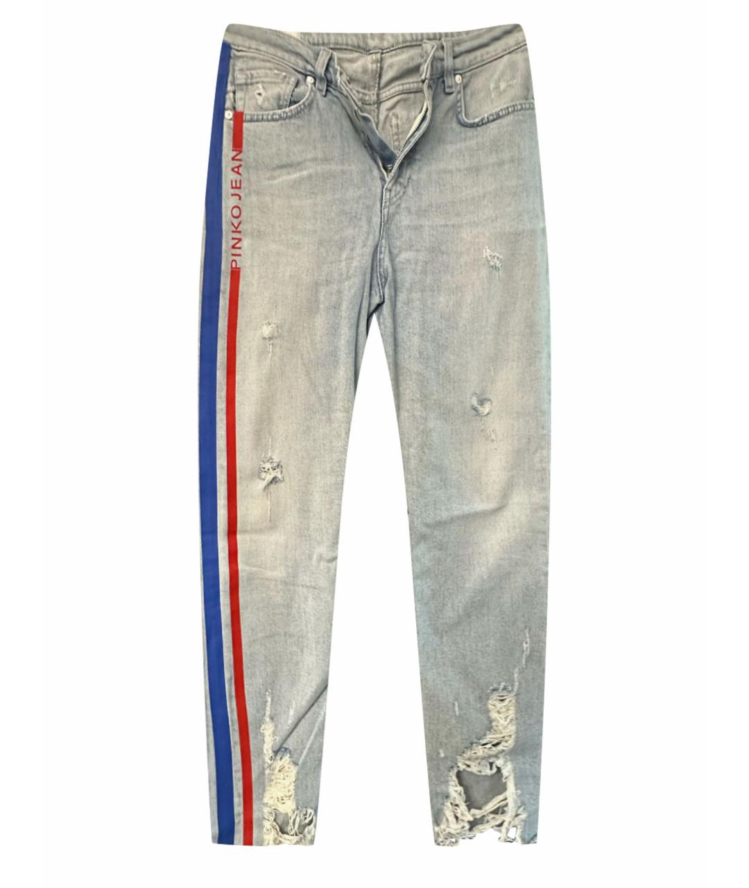 PINKO Голубые хлопко-эластановые прямые джинсы, фото 1