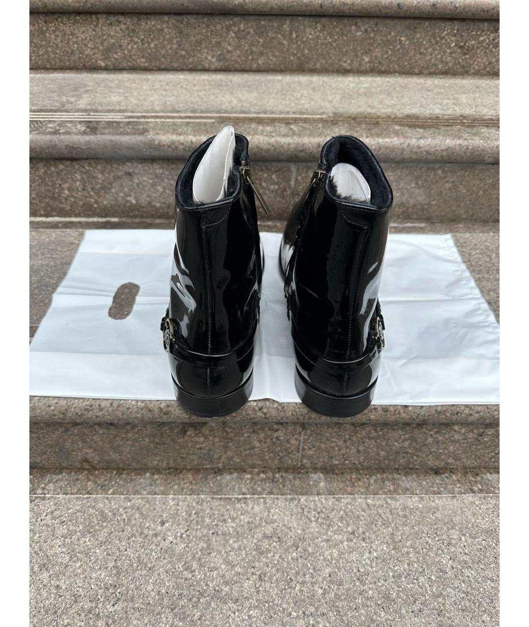 JOHN GALLIANO Черные высокие ботинки из лакированной кожи, фото 4