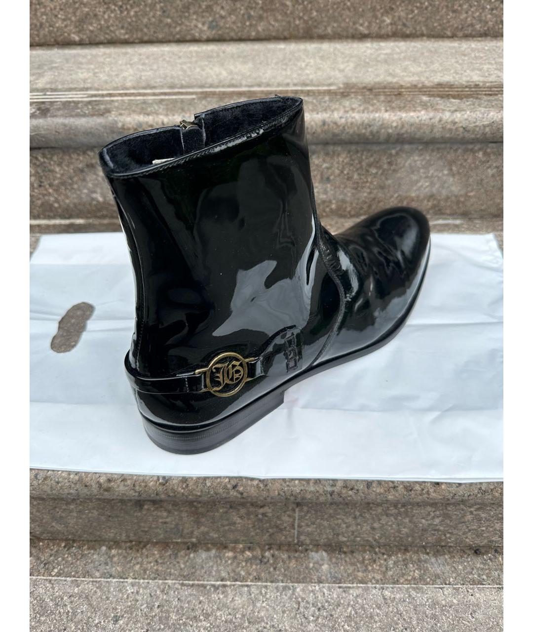 JOHN GALLIANO Черные высокие ботинки из лакированной кожи, фото 5