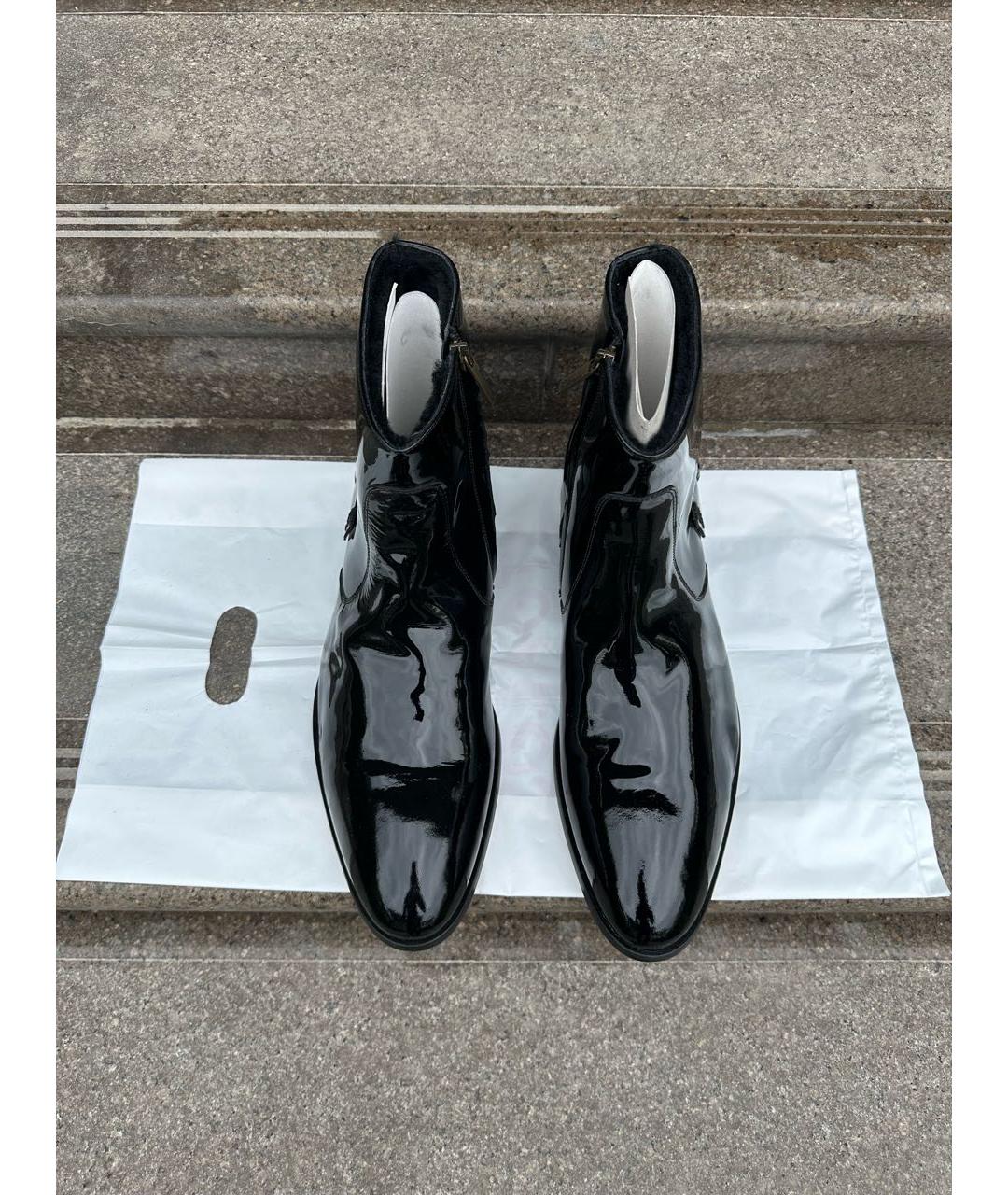 JOHN GALLIANO Черные высокие ботинки из лакированной кожи, фото 2