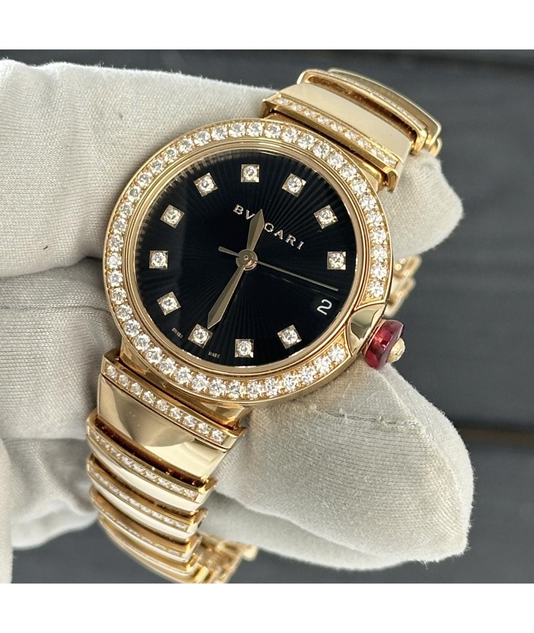 BVLGARI Черные часы из розового золота, фото 2