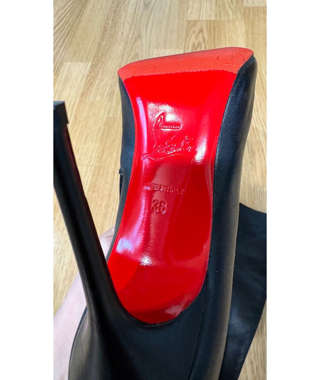CHRISTIAN LOUBOUTIN Черные кожаные сапоги, фото 3