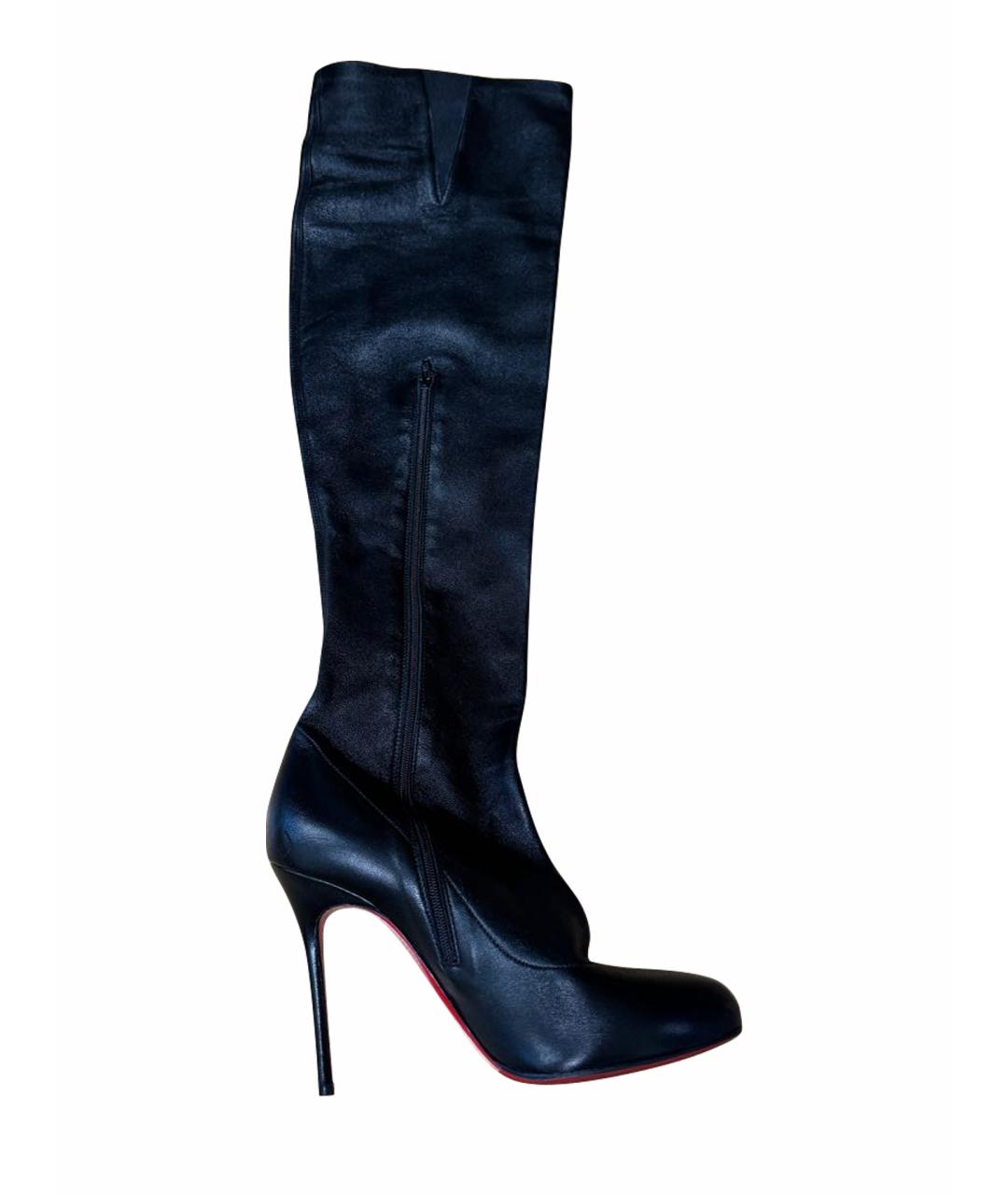 CHRISTIAN LOUBOUTIN Черные кожаные сапоги, фото 1