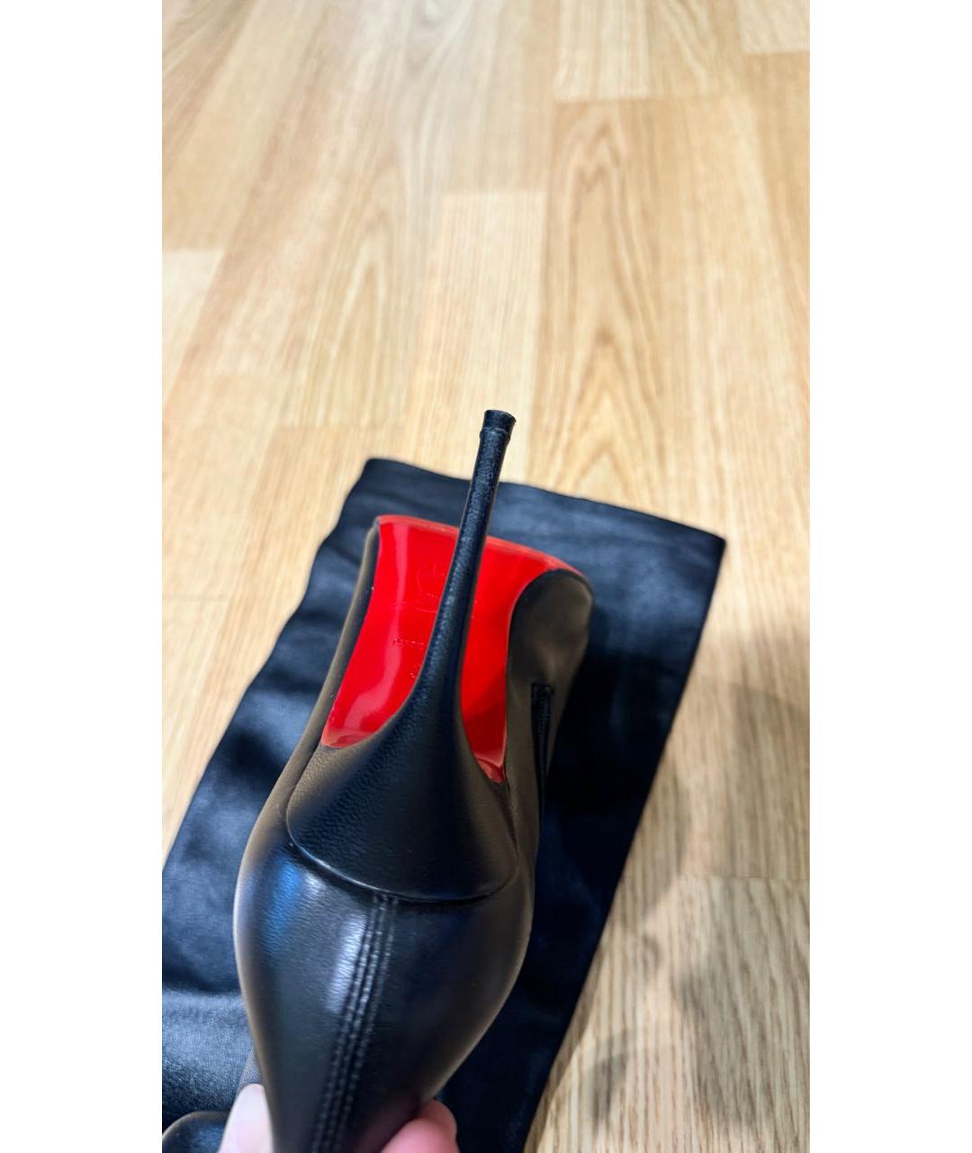 CHRISTIAN LOUBOUTIN Черные кожаные сапоги, фото 4