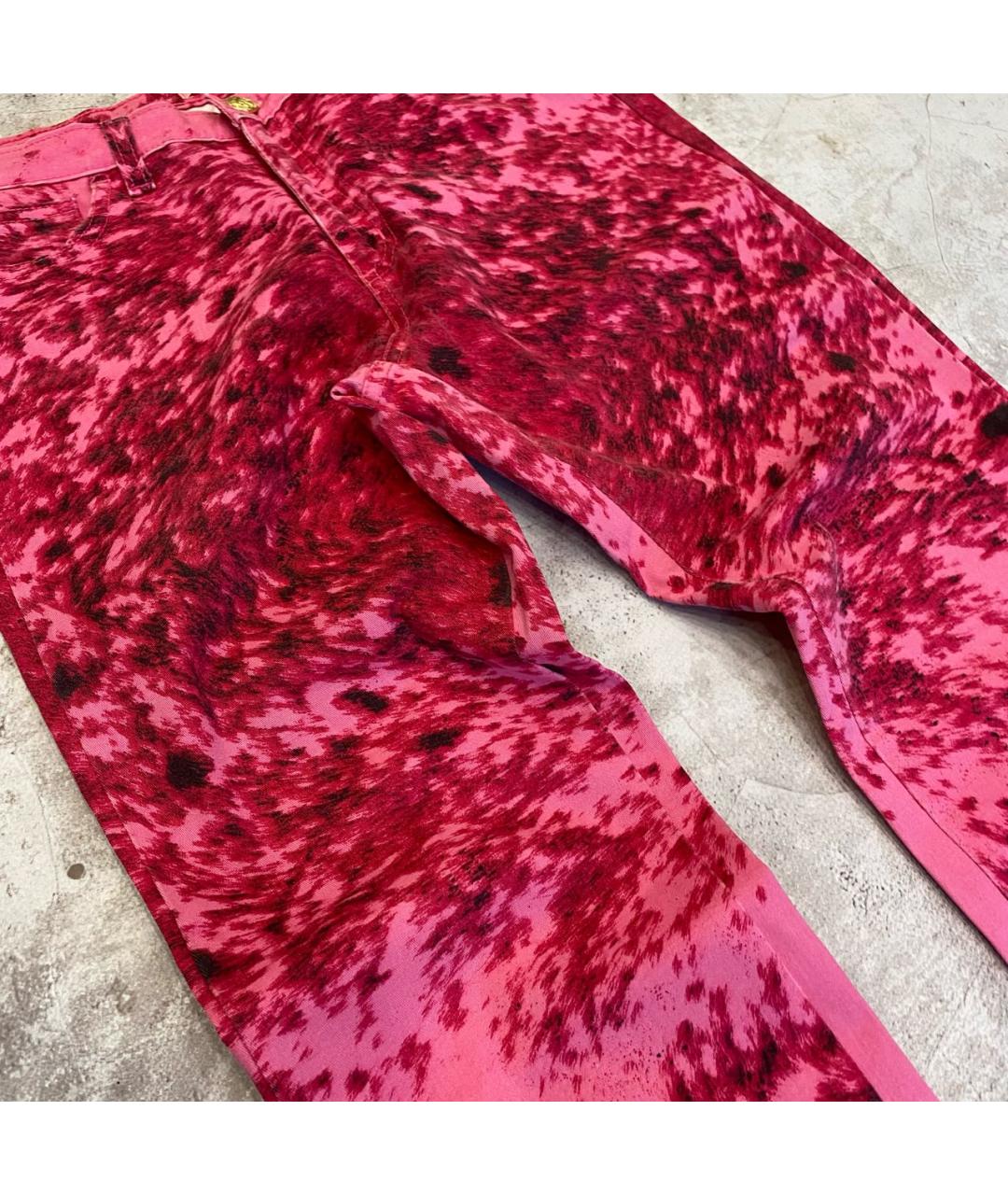 ROBERTO CAVALLI Розовые хлопко-эластановые прямые джинсы, фото 6