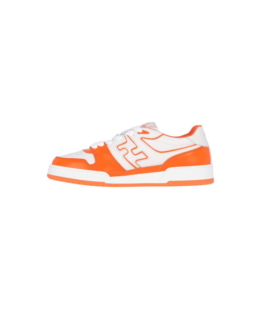 FENDI Оранжевое кожаные низкие кроссовки / кеды, фото 4