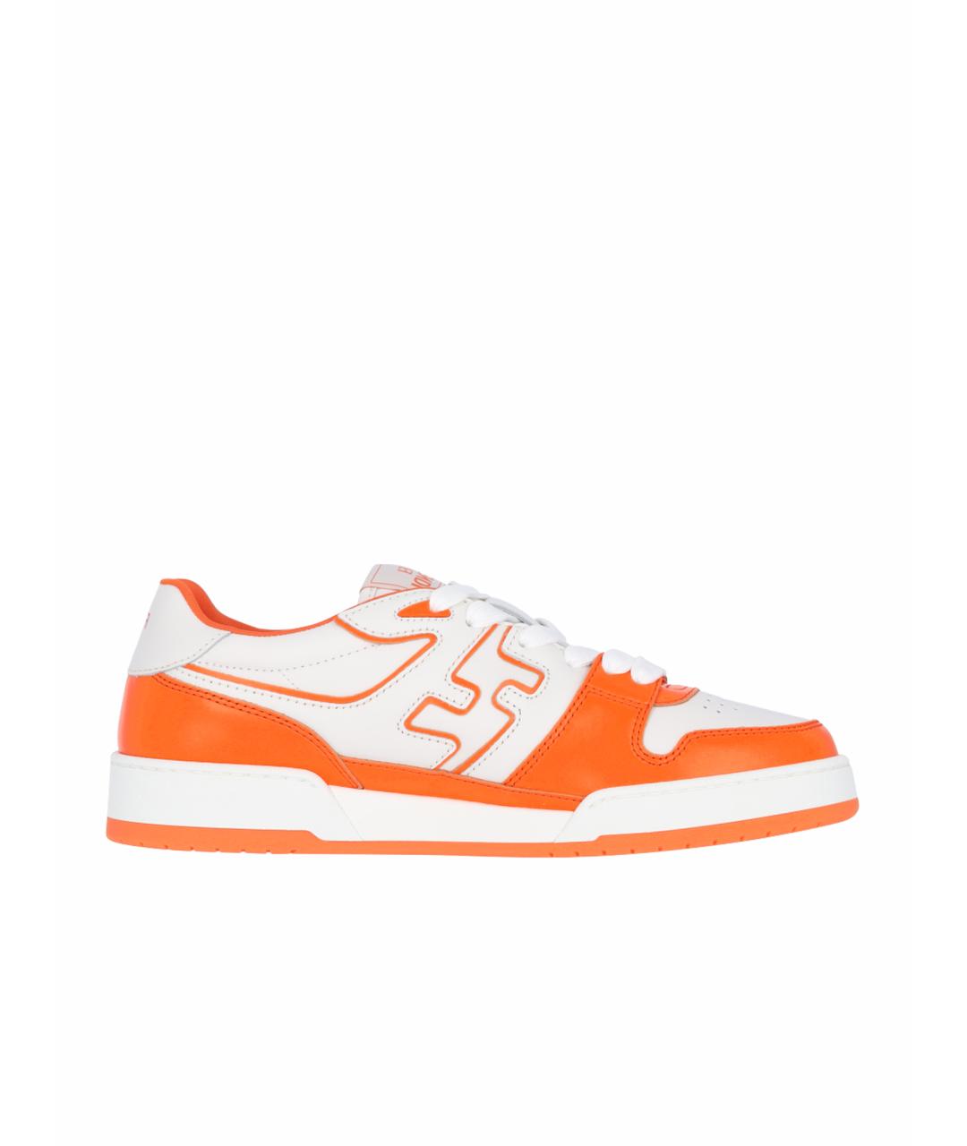 FENDI Оранжевое кожаные низкие кроссовки / кеды, фото 1