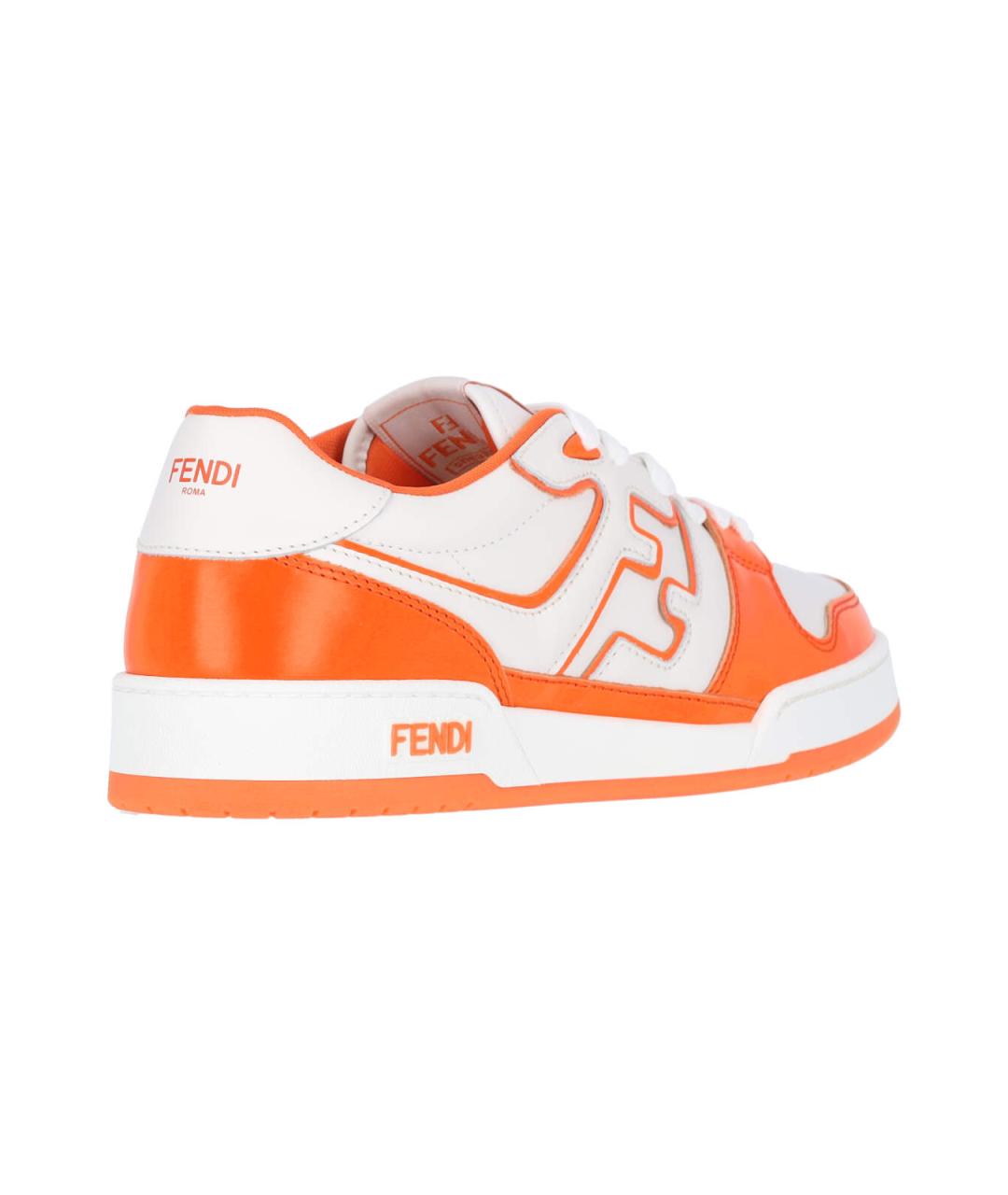 FENDI Оранжевое кожаные низкие кроссовки / кеды, фото 2