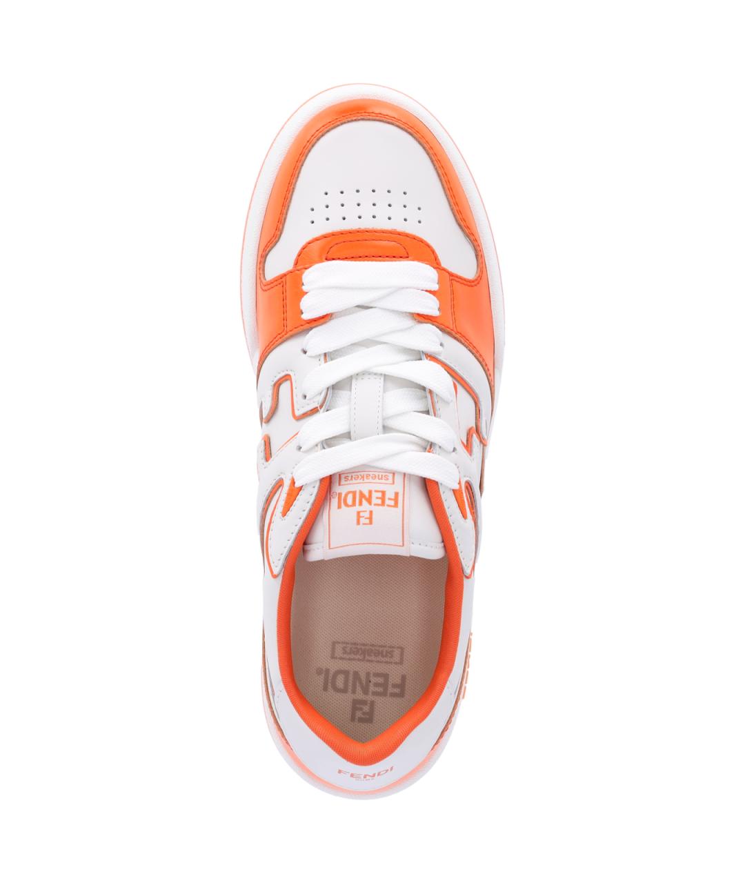 FENDI Оранжевое кожаные низкие кроссовки / кеды, фото 3