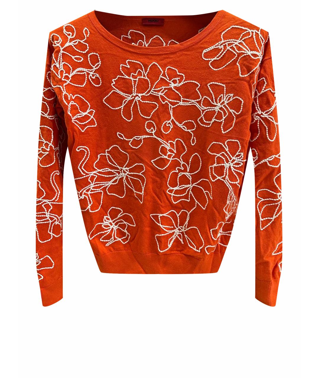 HUGO BOSS Оранжевый хлопковый джемпер / свитер, фото 1