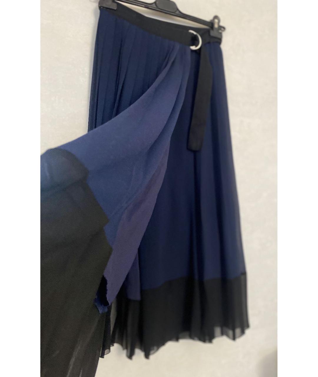 ERMANNO ERMANNO Темно-синяя полиэстеровая юбка миди, фото 6