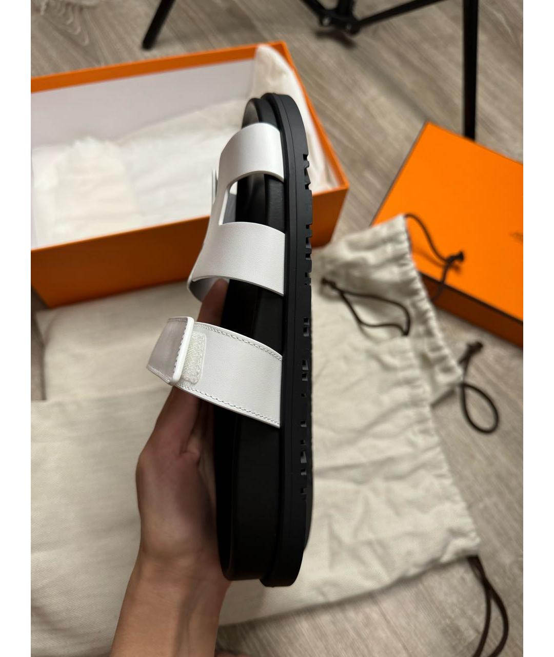 HERMES PRE-OWNED Белые кожаные сандалии, фото 9