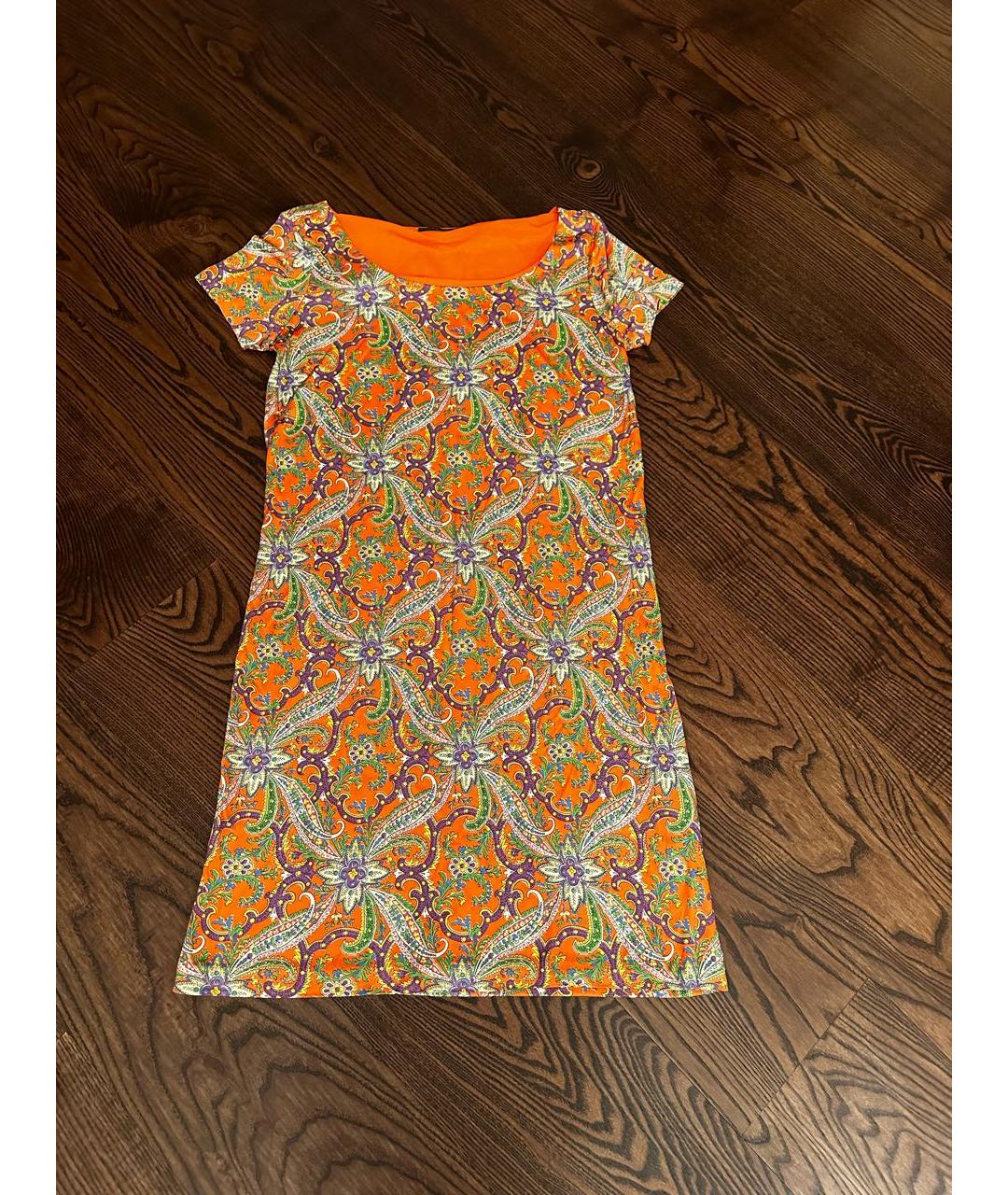 RALPH LAUREN Оранжевое вискозное повседневное платье, фото 6
