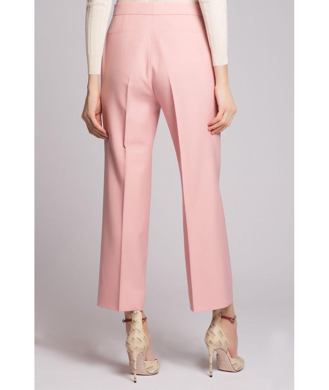 GUCCI Розовые шерстяные прямые брюки, фото 4