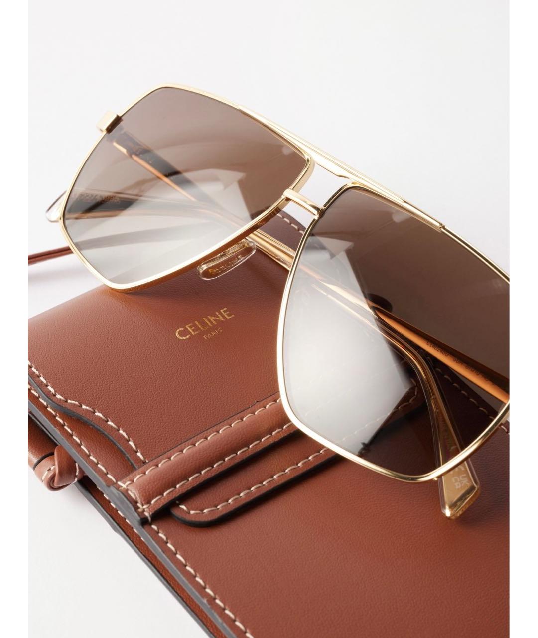 CELINE PRE-OWNED Золотые металлические солнцезащитные очки, фото 8