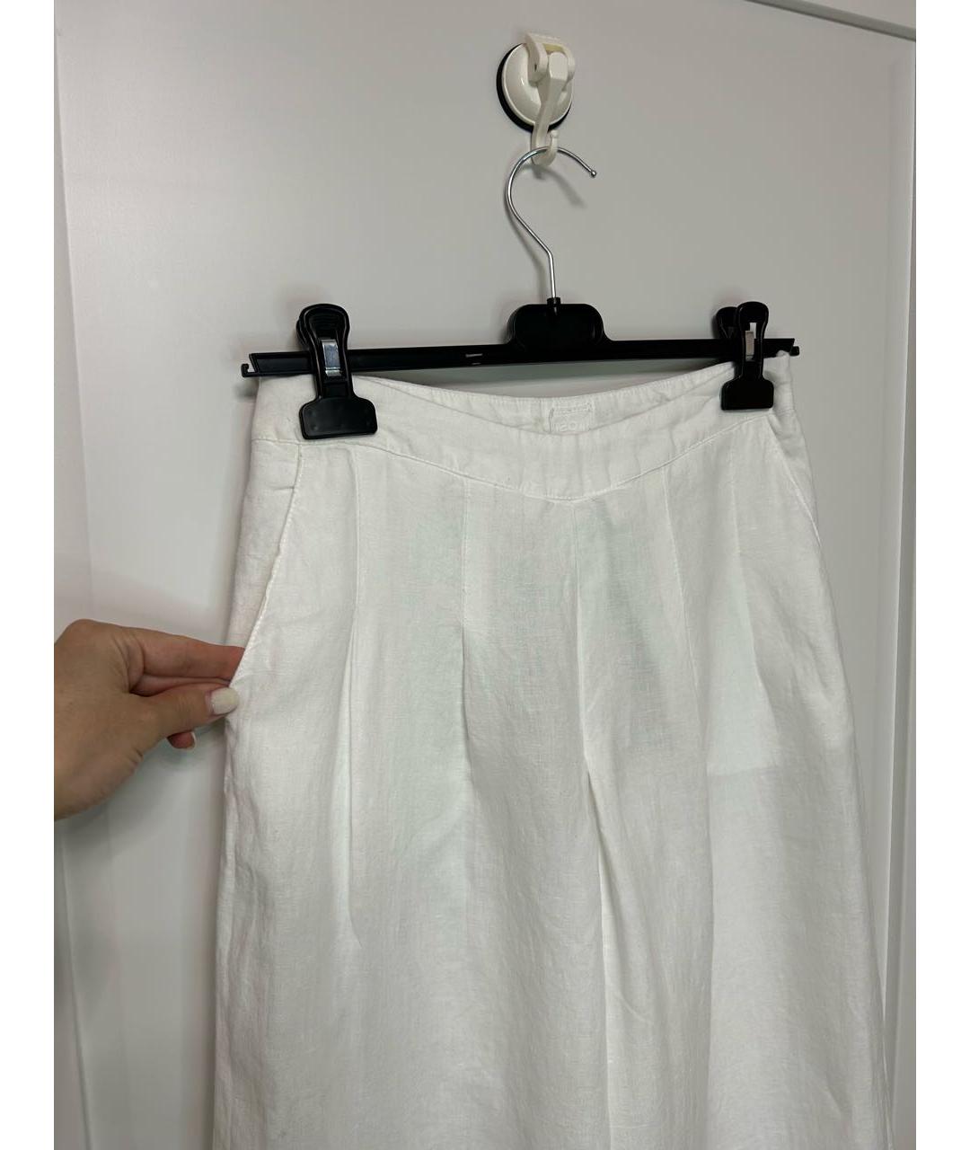 120%LINO Белые льняные брюки широкие, фото 4