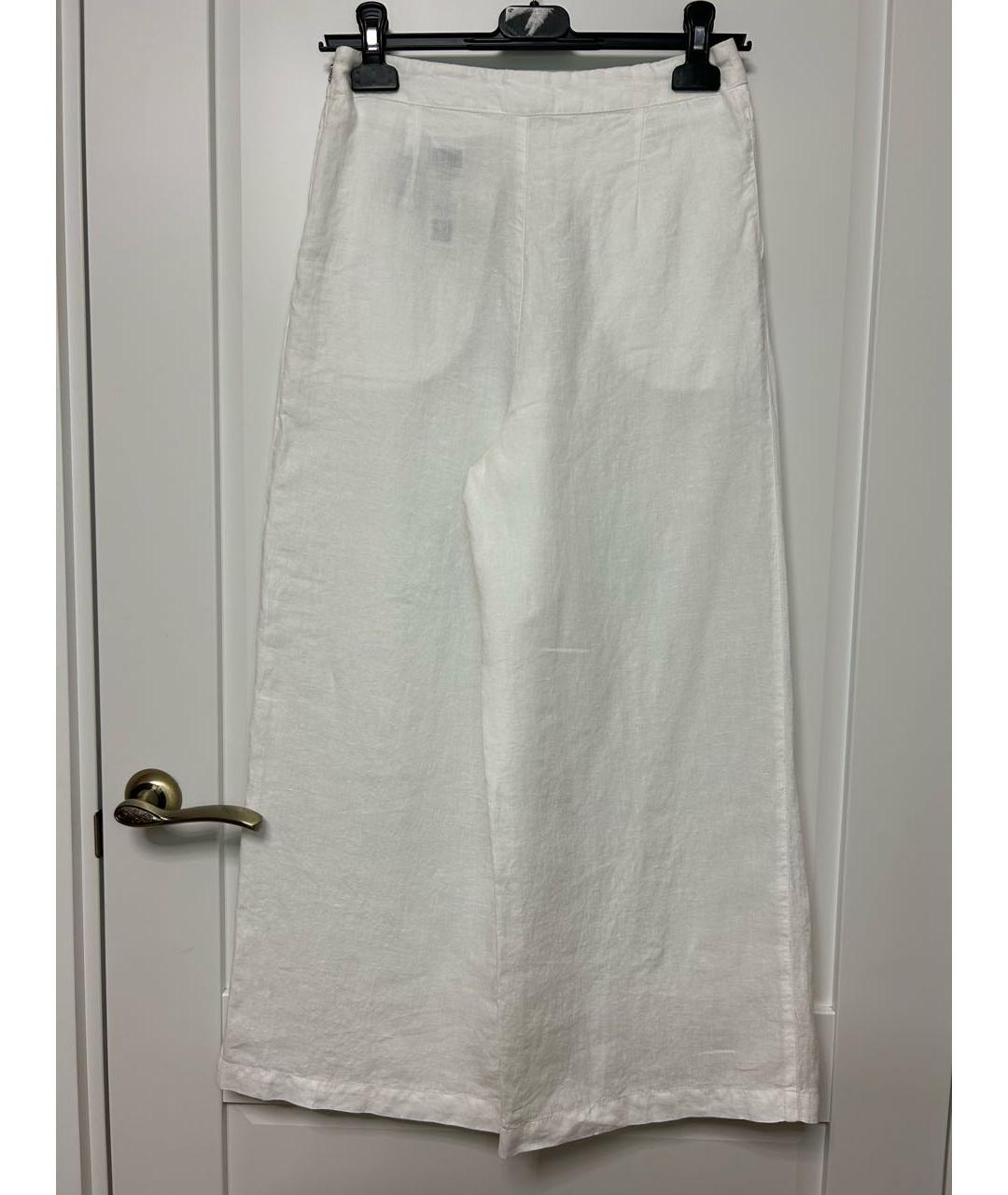 120%LINO Белые льняные брюки широкие, фото 6