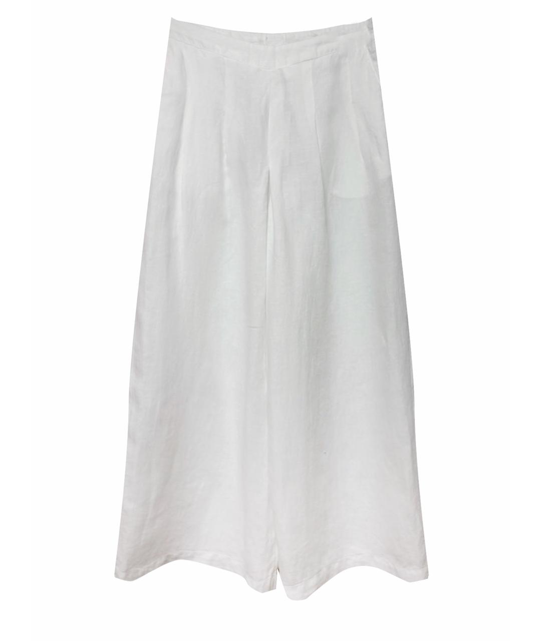 120%LINO Белые льняные брюки широкие, фото 1