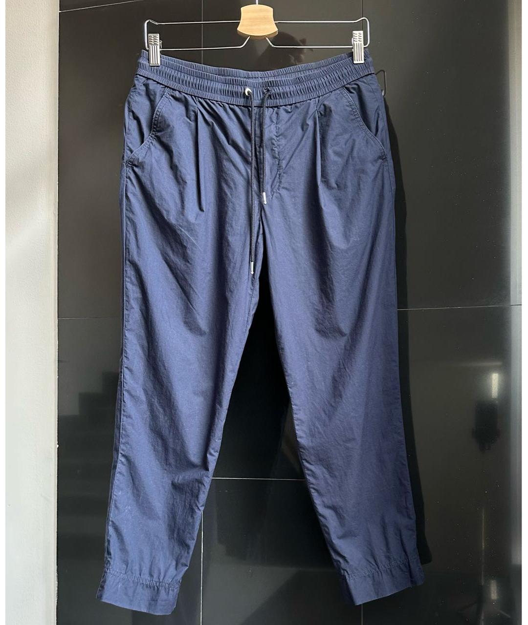 MONCLER Темно-синие хлопковые прямые брюки, фото 6