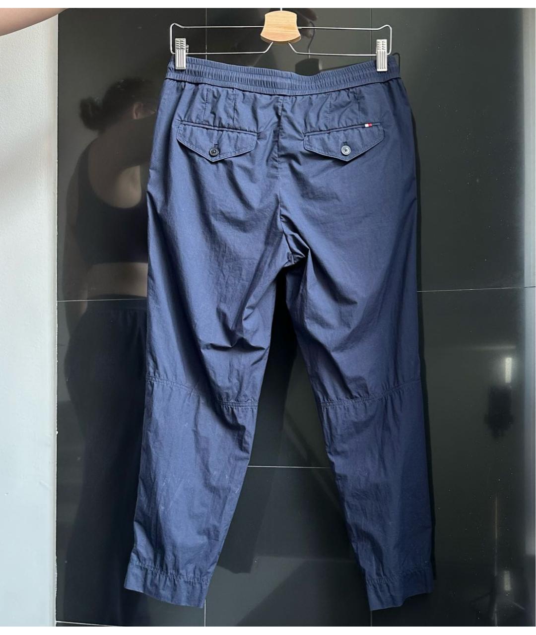MONCLER Темно-синие хлопковые прямые брюки, фото 2