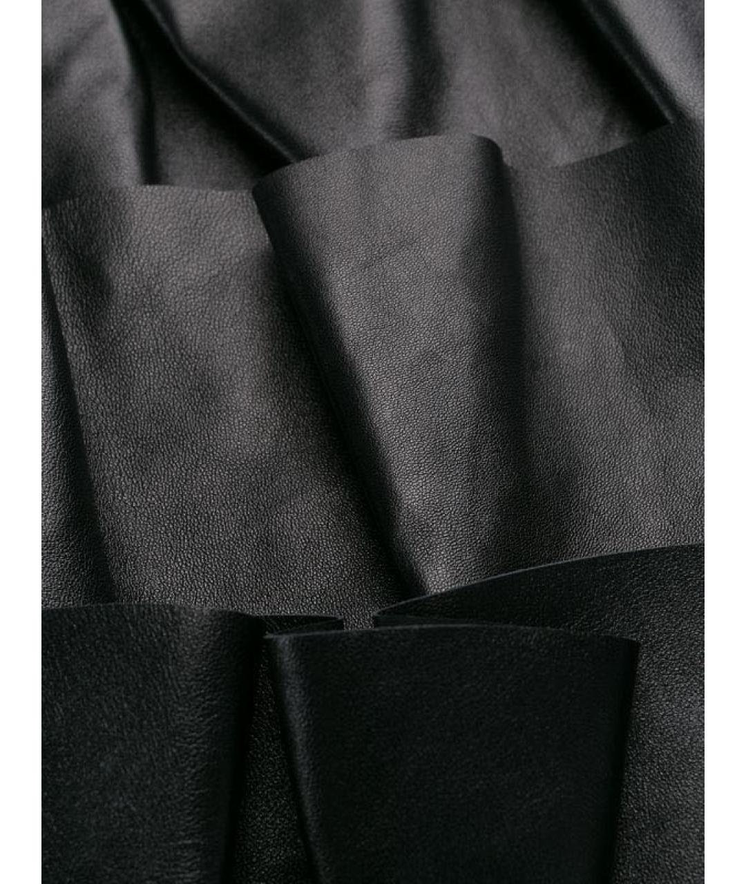 SAINT LAURENT Черная кожаная юбка миди, фото 4