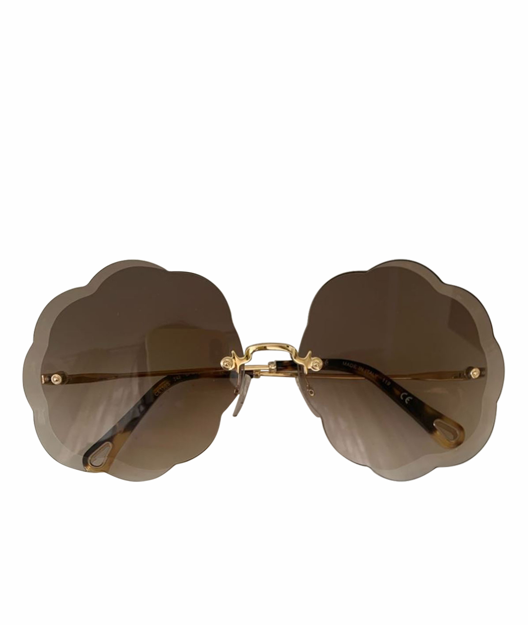 CHLOE Коричневые металлические солнцезащитные очки, фото 1
