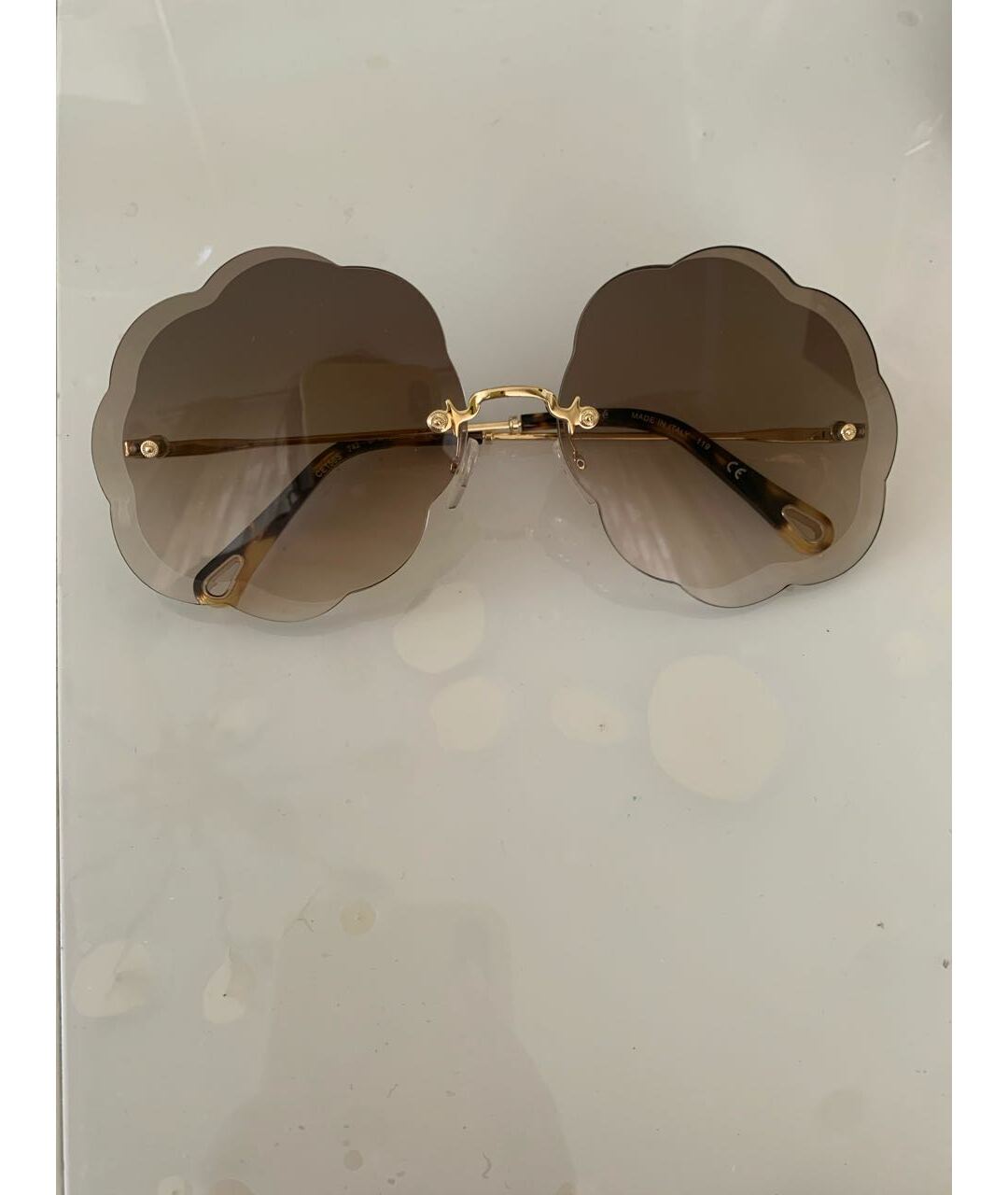 CHLOE Коричневые металлические солнцезащитные очки, фото 5