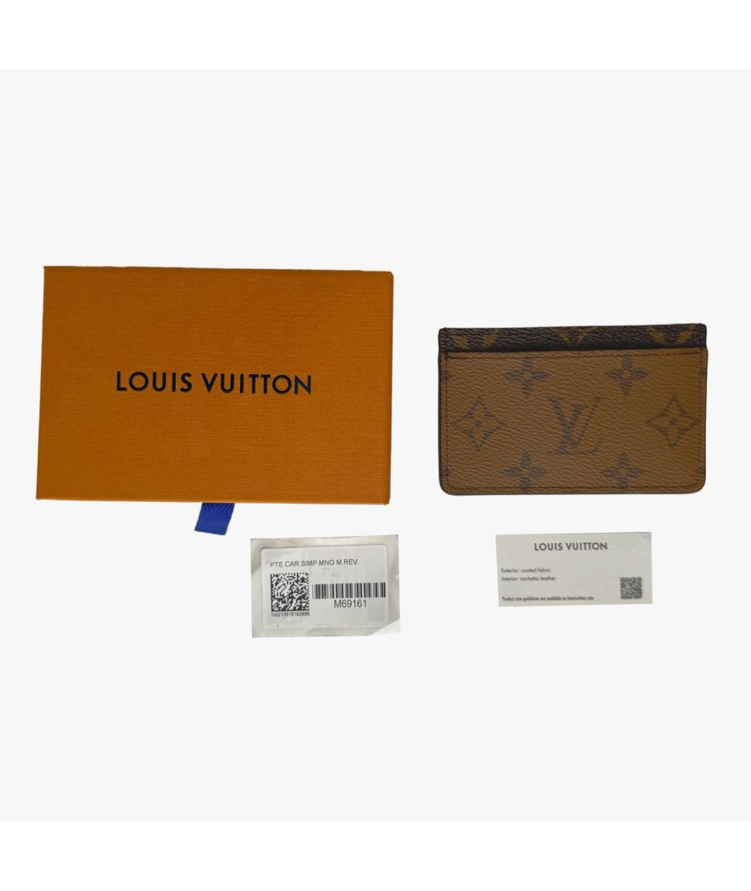 LOUIS VUITTON Коричневый кожаный кардхолдер, фото 3