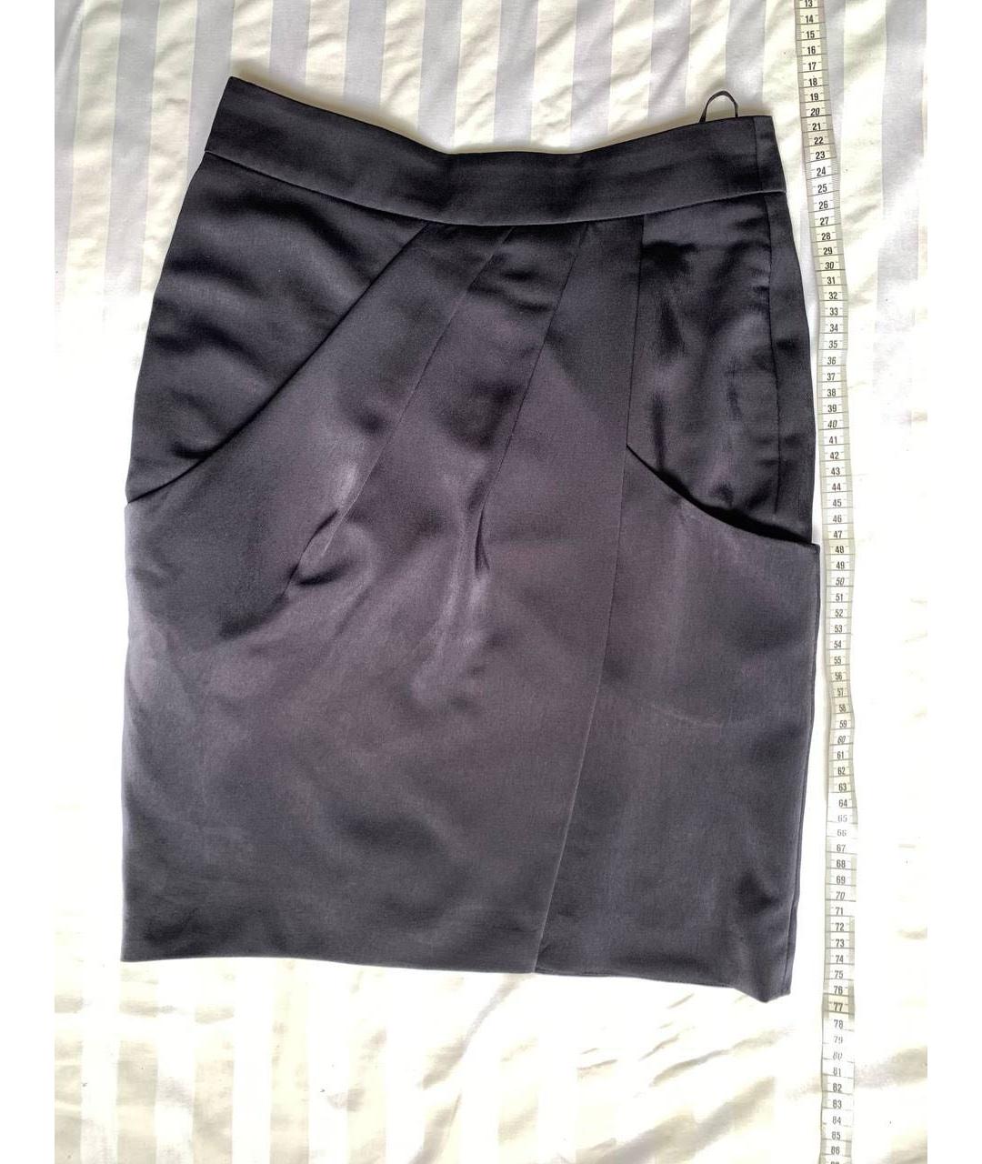 HUGO BOSS Черная атласная юбка мини, фото 3