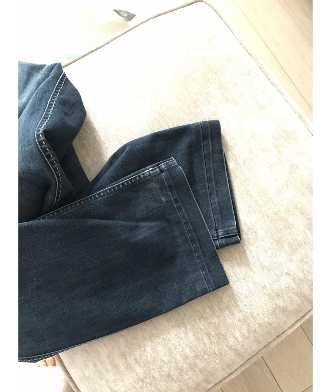 FENDI Темно-синие хлопко-эластановые прямые джинсы, фото 6