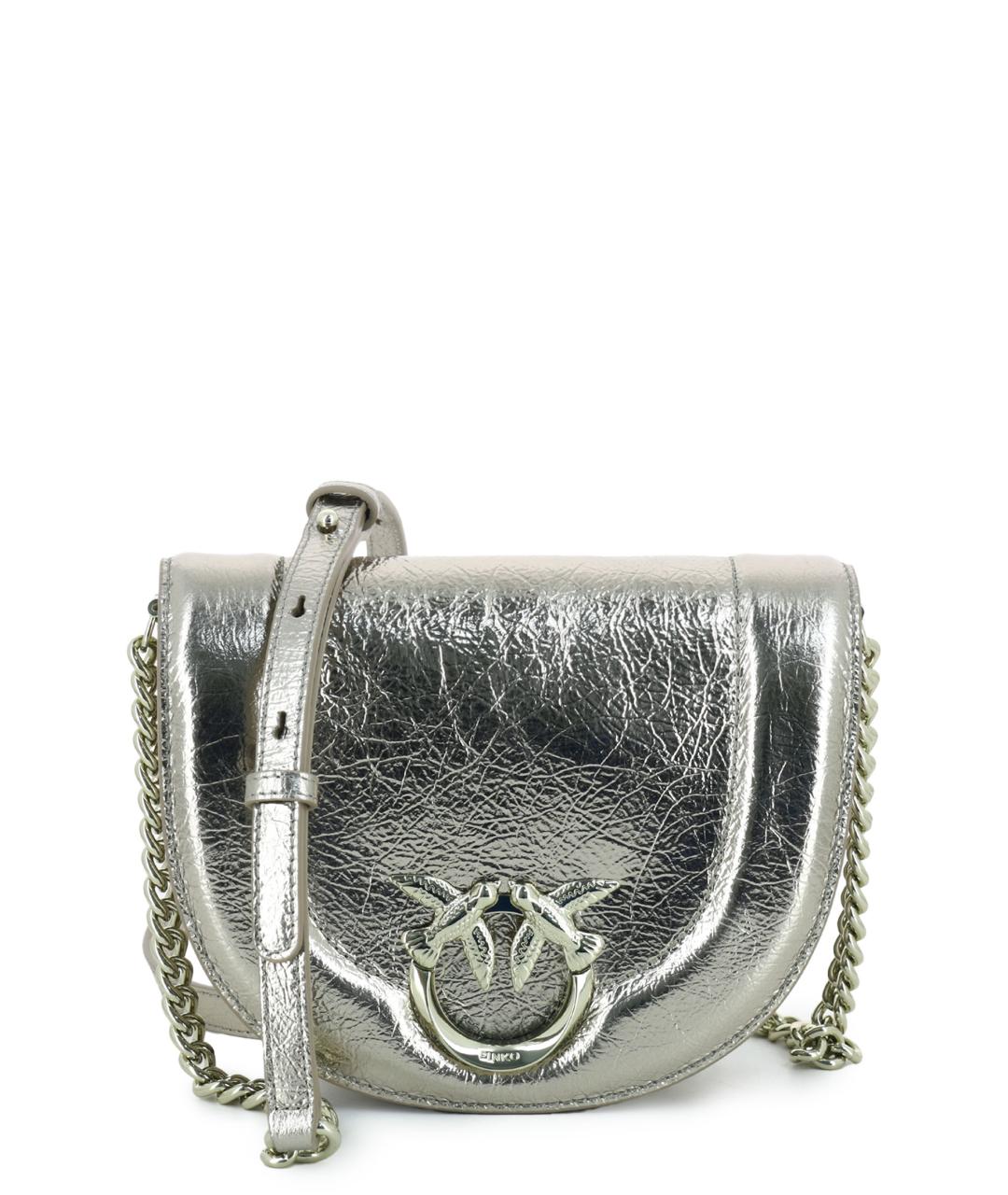 PINKO Серебряная кожаная сумка через плечо, фото 1