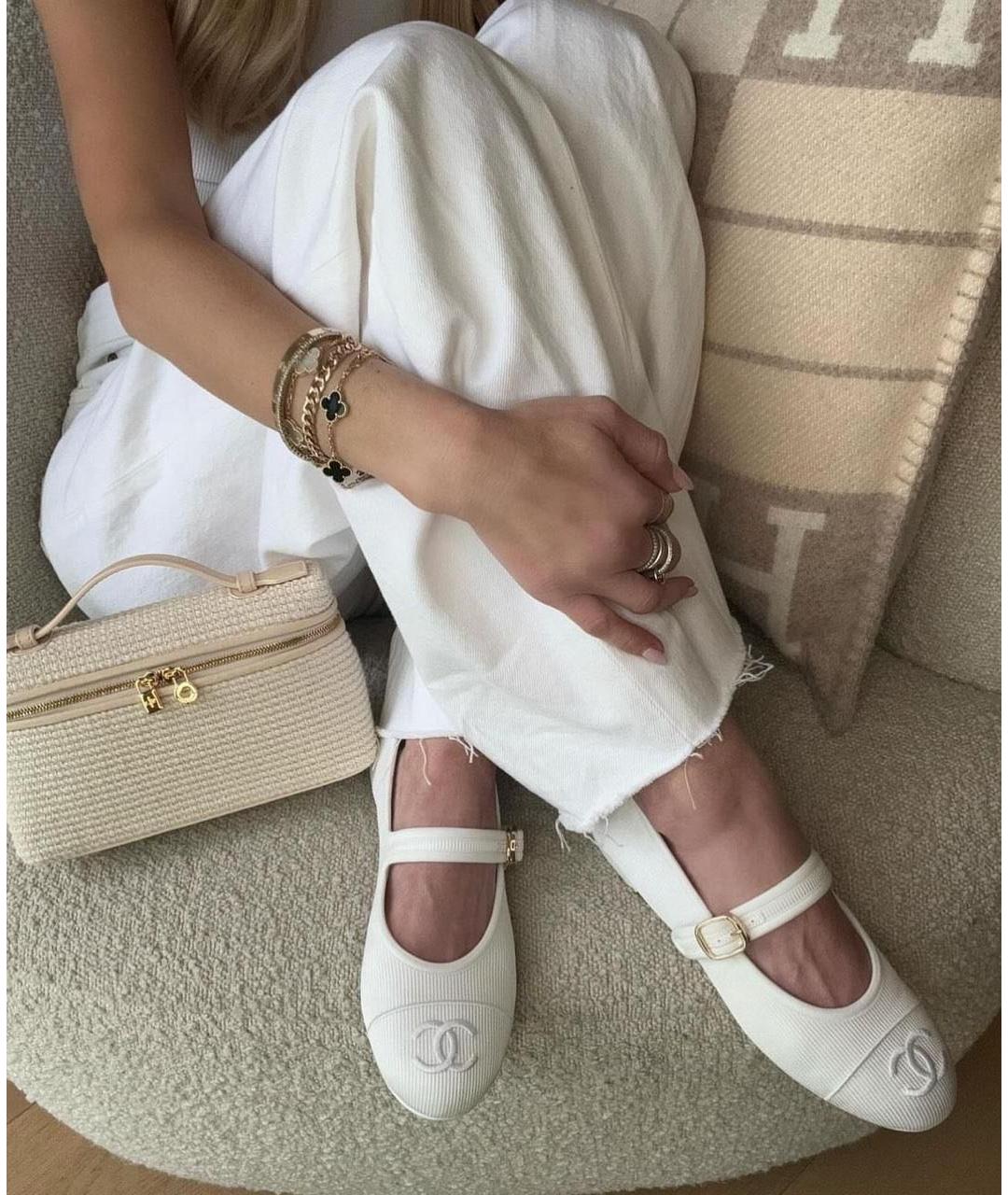 CHANEL Белые текстильные балетки, фото 4