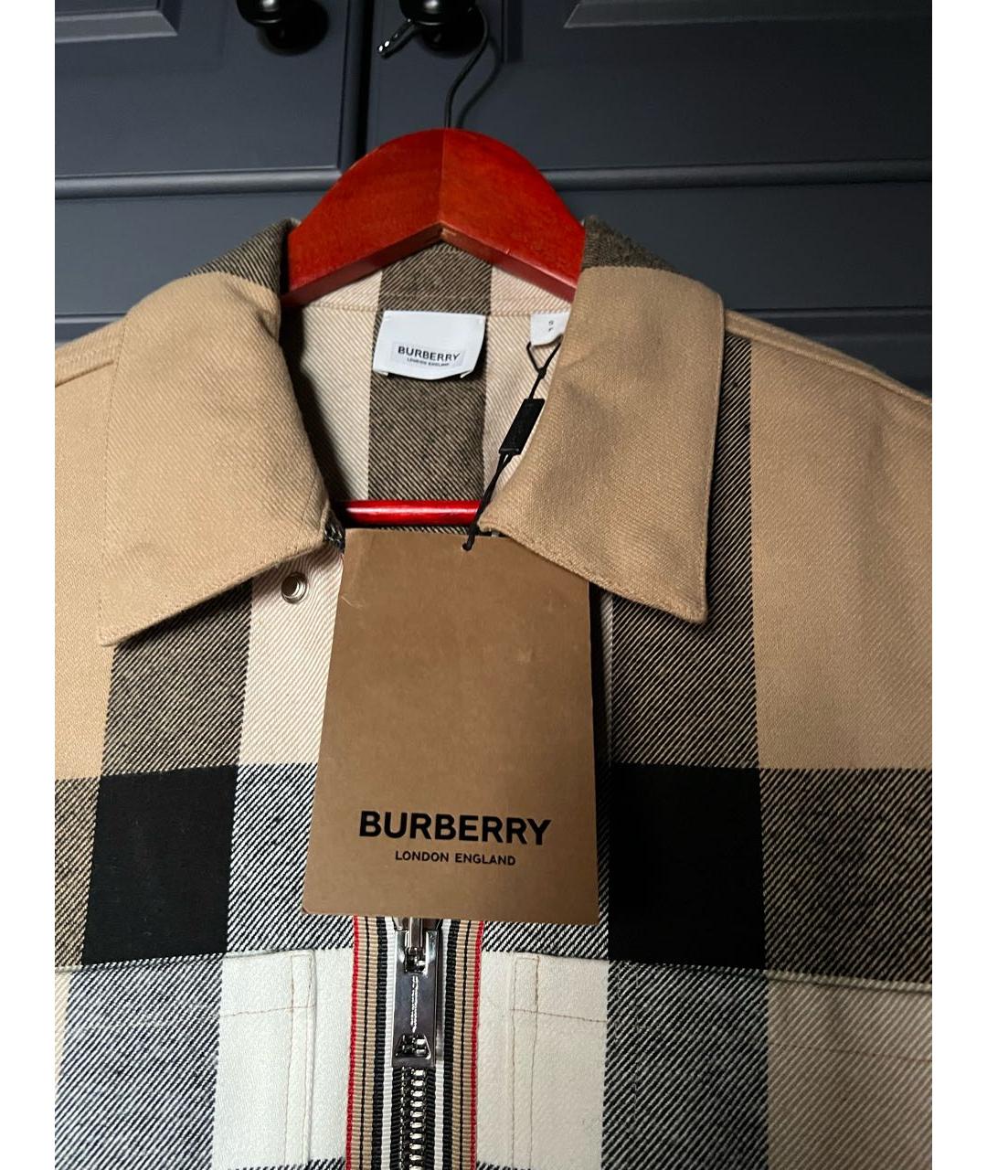 BURBERRY Бежевая шерстяная кэжуал рубашка, фото 5