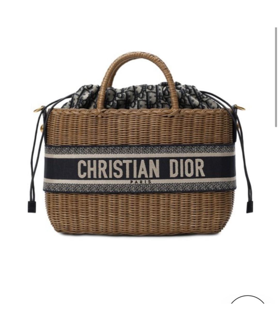 CHRISTIAN DIOR Бежевая пелетеная пляжная сумка, фото 7