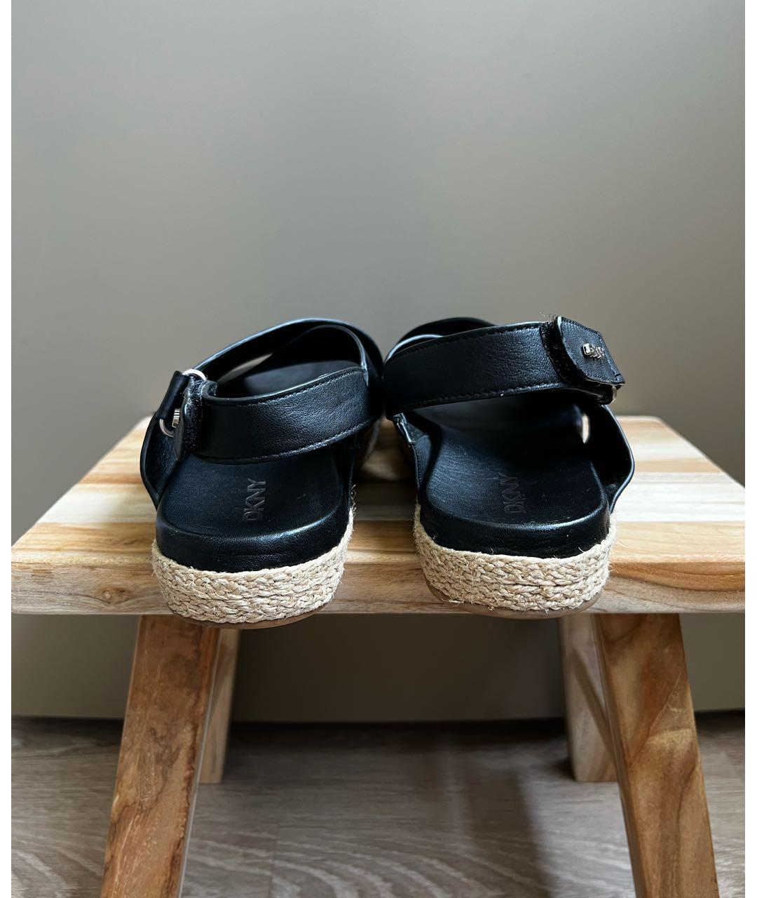 DKNY Черные кожаные сандалии, фото 4