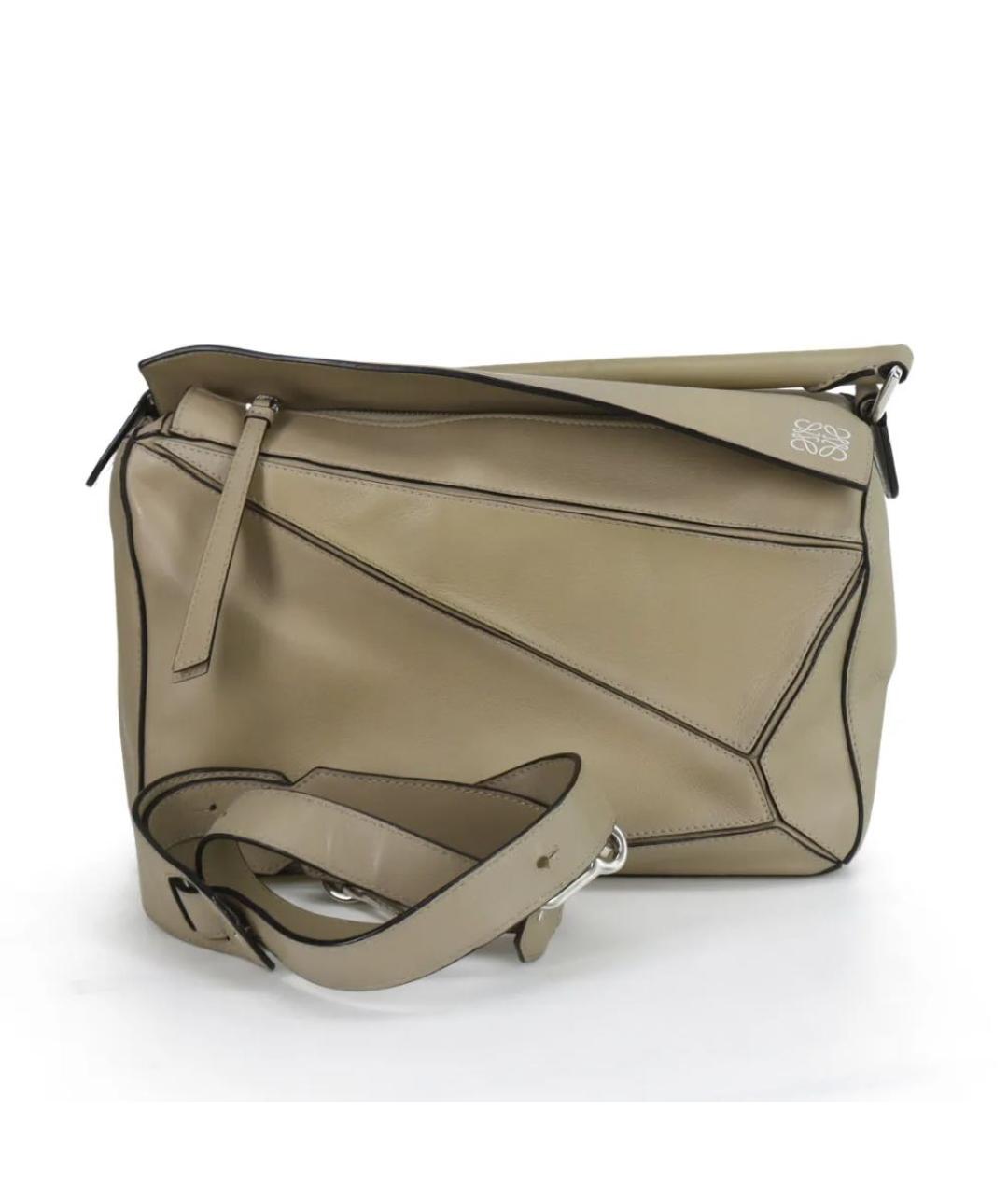 LOEWE Бежевая кожаная сумка через плечо, фото 2