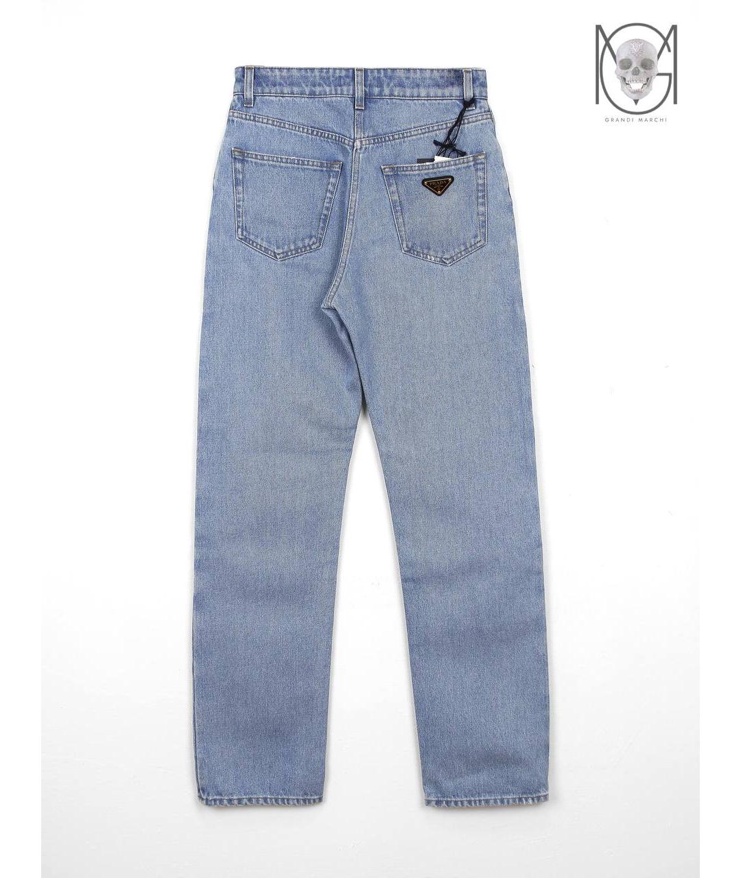 PRADA Голубые хлопковые прямые джинсы, фото 2