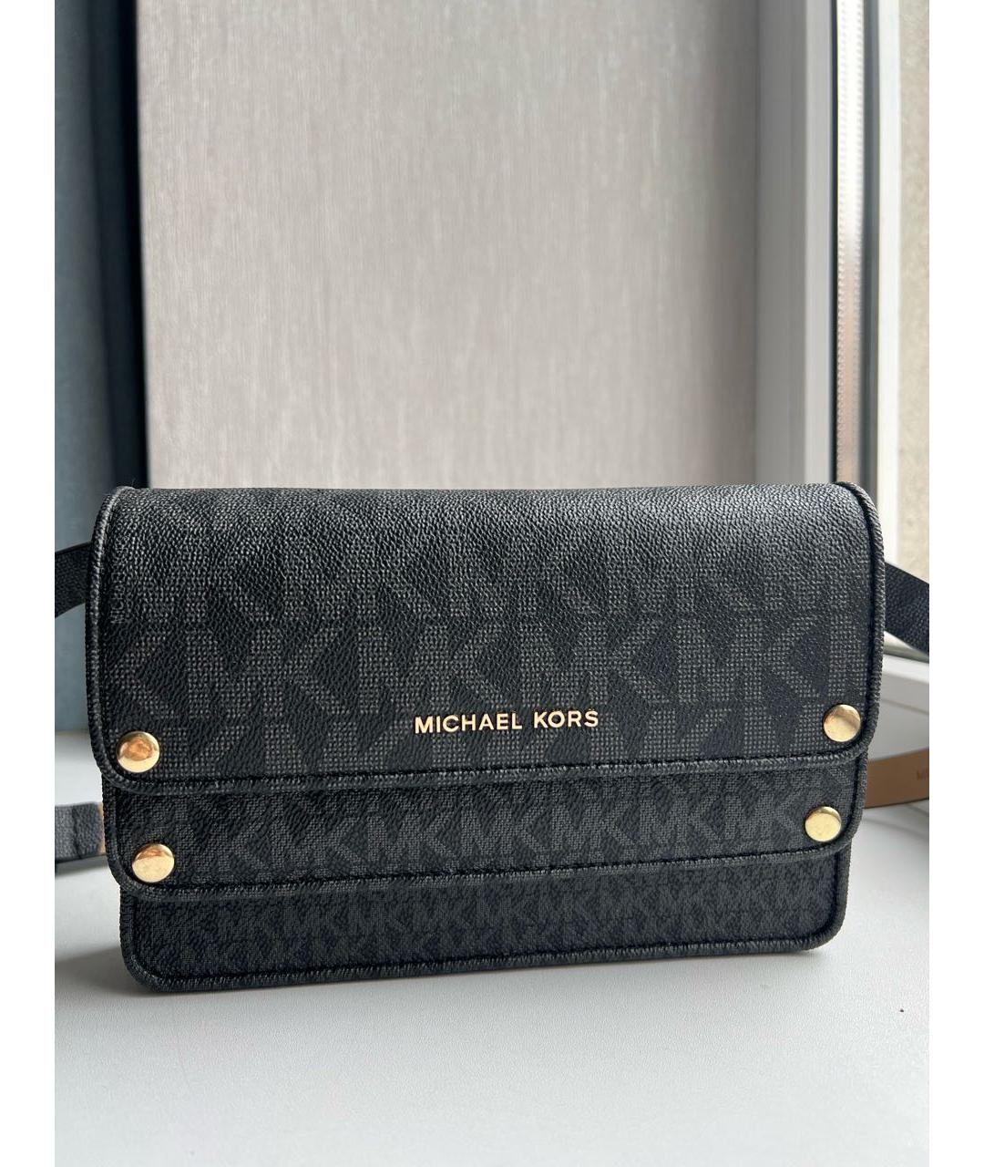 MICHAEL KORS Черная поясная сумка из искусственной кожи, фото 9
