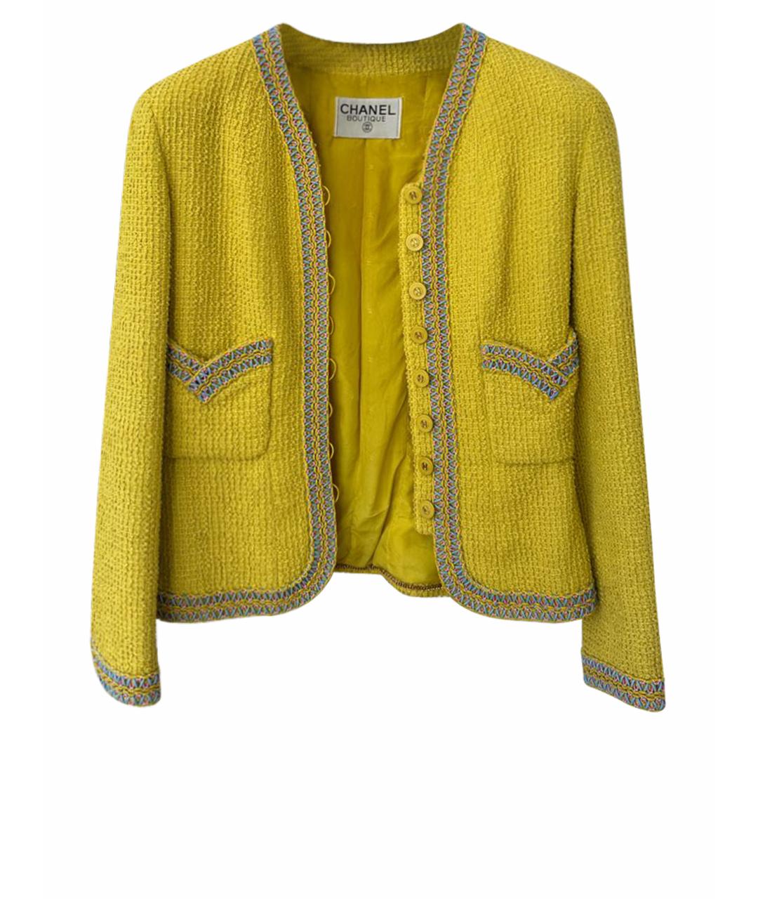 CHANEL PRE-OWNED Желтый хлопковый жакет/пиджак, фото 1