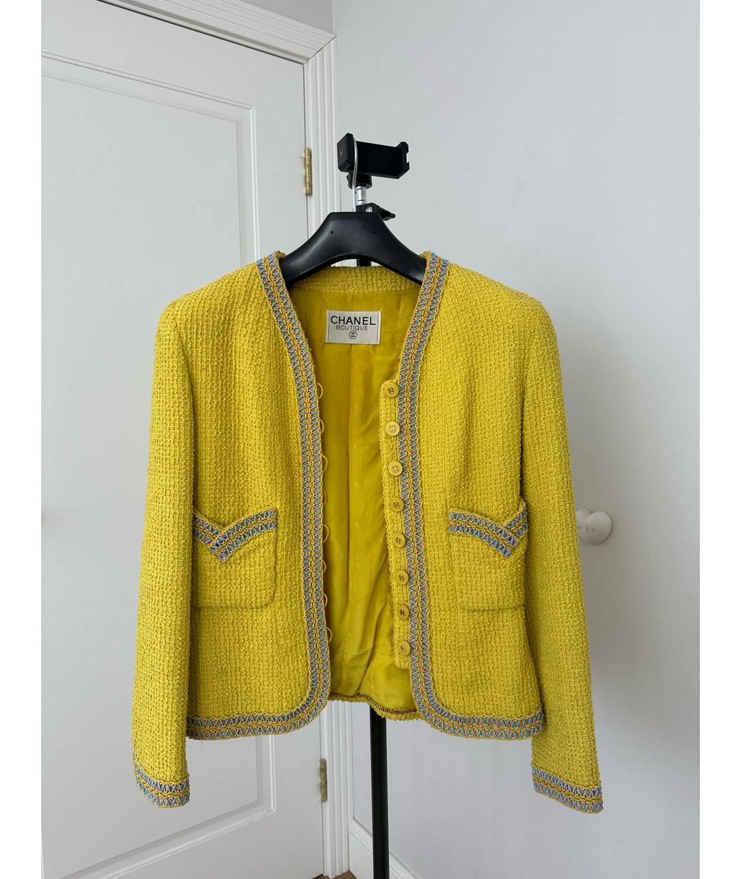 CHANEL PRE-OWNED Желтый хлопковый жакет/пиджак, фото 8