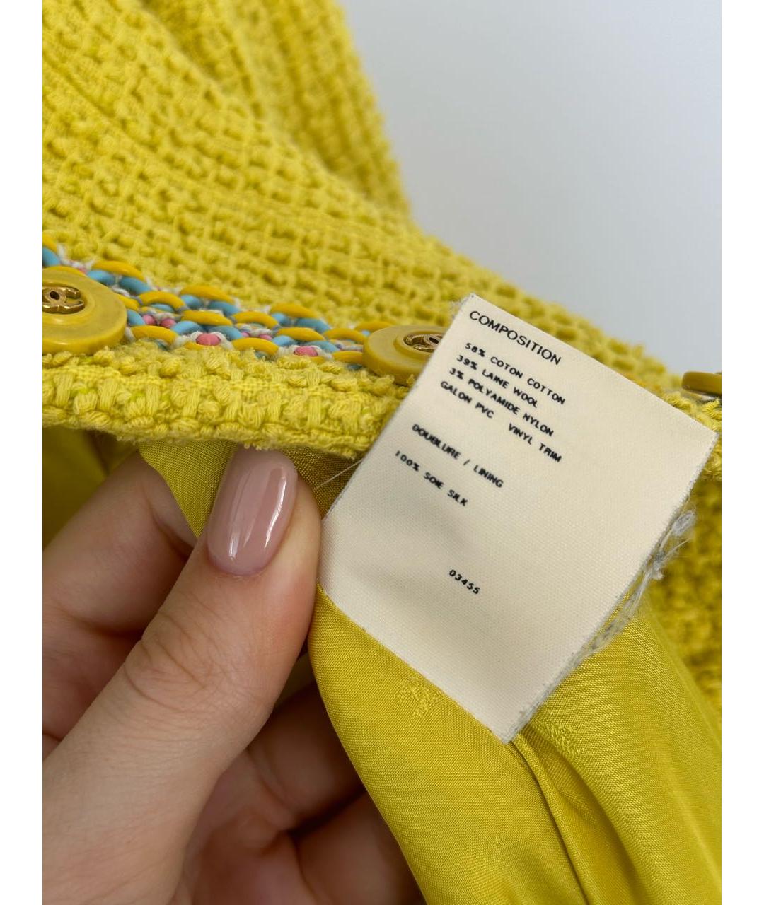 CHANEL PRE-OWNED Желтый хлопковый жакет/пиджак, фото 5